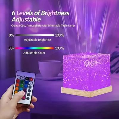 Ocean Wave Projector Light,16-Color Luminorthe Cube Lamp w/Remote,Water Ripple Romantic Ambient Lighting,Child's Room,Meditation