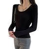 Neueste koreanische Version Frühling und Sommer Design Sinn Vielseitig Ausländischer Stil Herbst und Winter Poliert Langarm T-Shirt Rundhalsausschnitt Schlankes Oberteil
