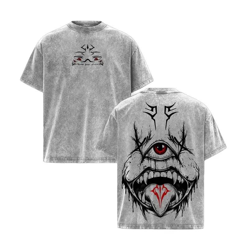 Anime Jujutsu Kaisen Ryomen Sukuna Cool Graphic T Shirt Men Women Clothing Casual Cotton Tshirt Washed T-shirt Harajuku Male Top