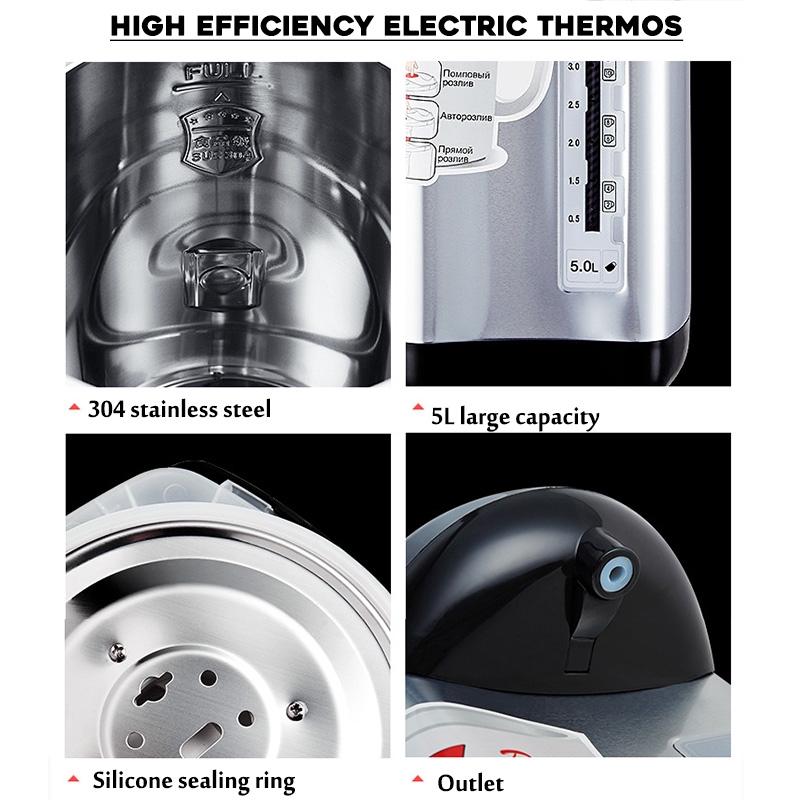 304 Stainless Steel Wired Electric Kettle Water Boiler and Warmer Anti-dry Power off Heating Large Capacity 750W 5L