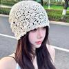 Handmade Crochet Flower Knitted Hat Thin Knit Cap Retro Ethnic Style Hat  Casual