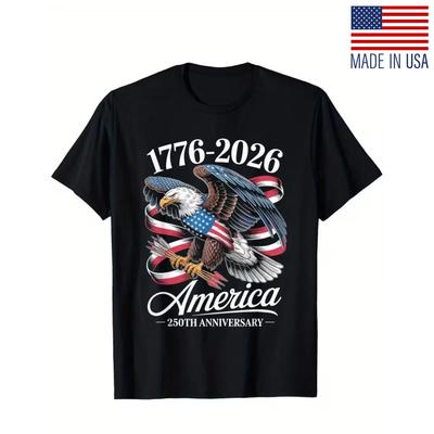 American Independence 250th Anniversary 1776-2026 Eagle & Flag Patriotic T-Shirt