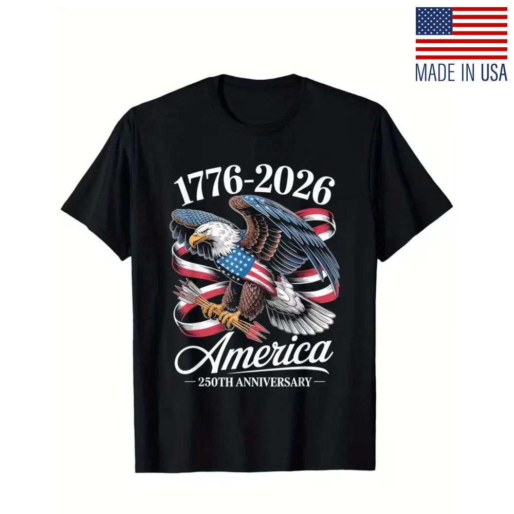 American Independence 250th Anniversary 1776-2026 Eagle & Flag Patriotic T-Shirt 3XL