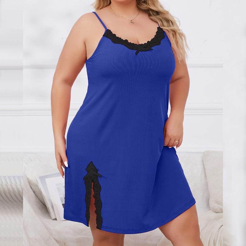 Damen Übergröße Spitze Sexy Nachtkleid Damen Schleife Sexy Nachthemden Nachtwäsche Sommer Nacht Schlafkleid Damen Pyjamakleid