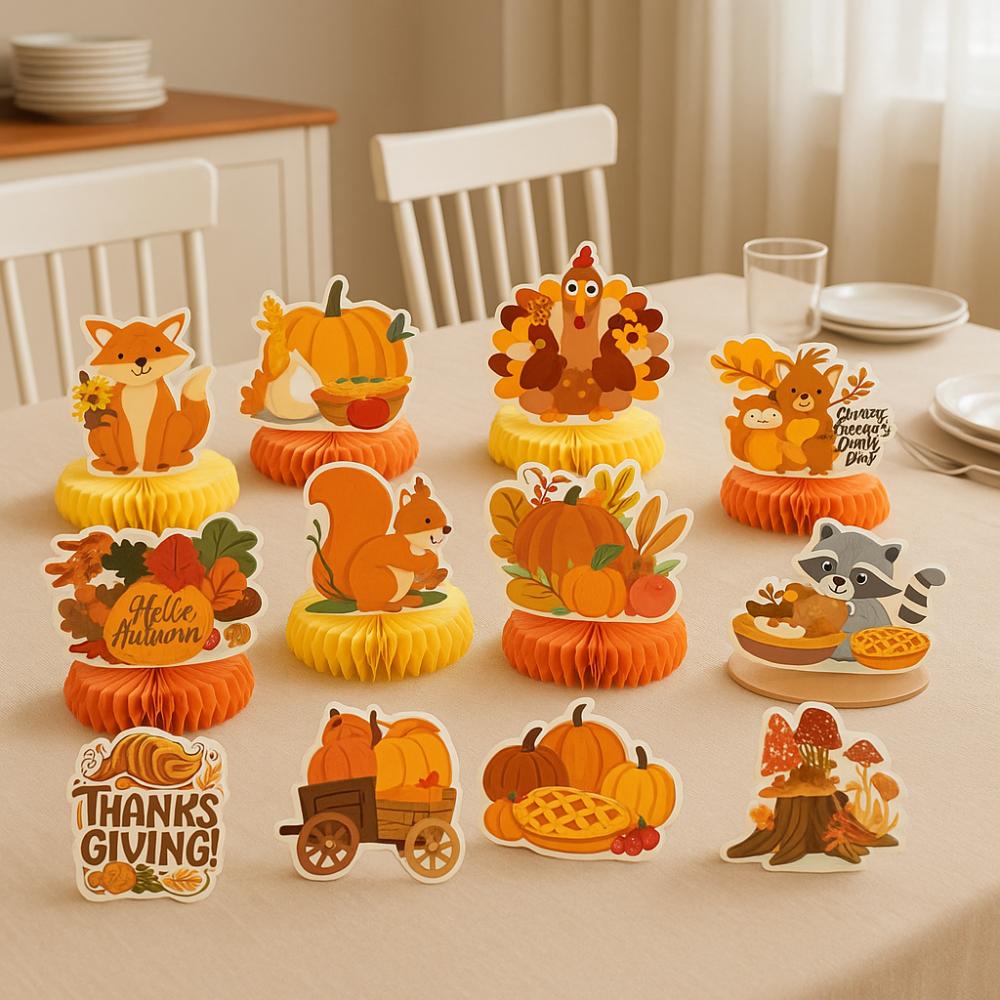 

12pcs Celebration Thanksgiving Honeycomb Ball Decor Party Decoration Supplies Seasonal Decoration 12pcs