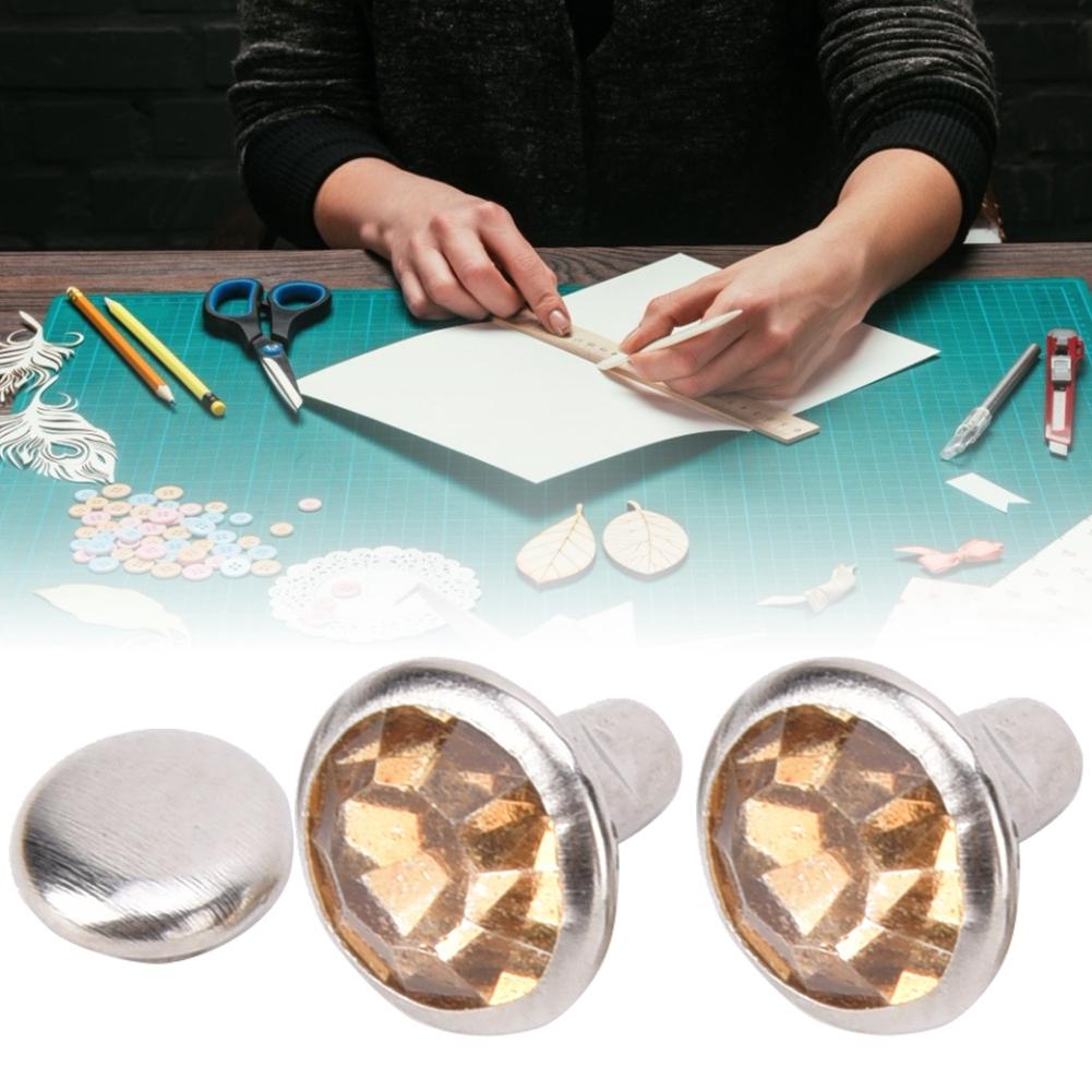 

50 комплектов стразовых заклепок, хрустальные бриллиантовые шипы, кожаное ремесло, украшение для сумки/одежды, 8 мм, серебристый край