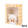 6pcs Kraft Paper Gift Bags with Clear Window Cartoon Treat Bags Handbags Souvenir Packaging Bags Flowers Gift Bag Gift Wrap Bag for Wedding Party
