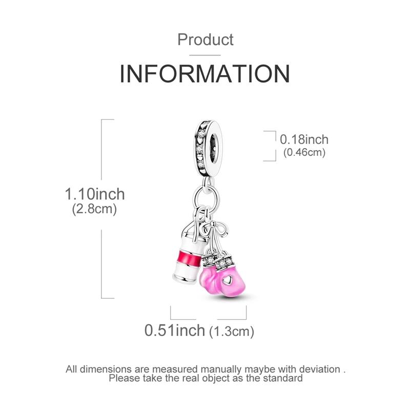 Charms Platapink Boxing Gloves Sandbag Beads Fit Originalbracelets Charms For Women Jewelry Diy Making Gifts