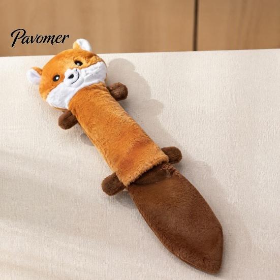 Durable Toys for Chewing Crinkle Animal Dog Toy, Plush Squeaky Chew Fox Raccoon Interactive Pets Squirrel Puppy Teething Toy Small Medium And
