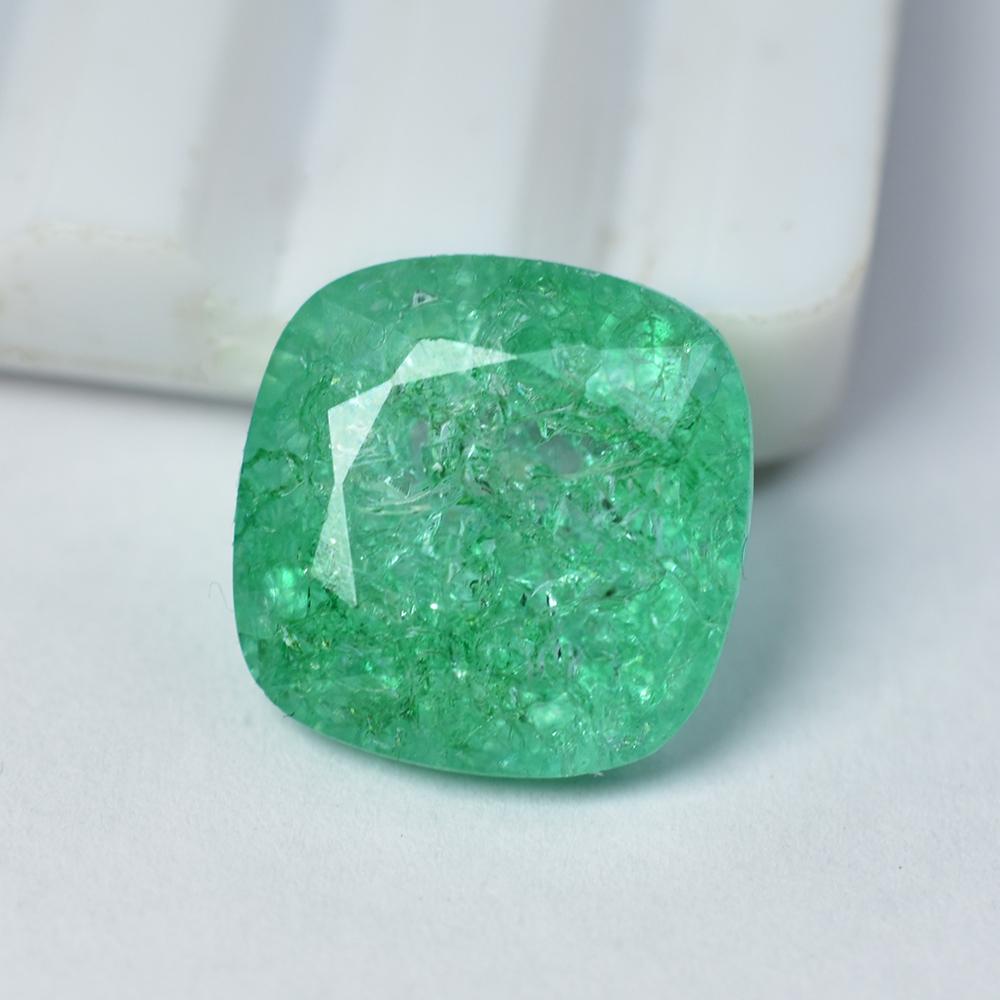 13.55 Ct Colombian Green Emerald Natural Square Cushion Cut Certified Gemstone