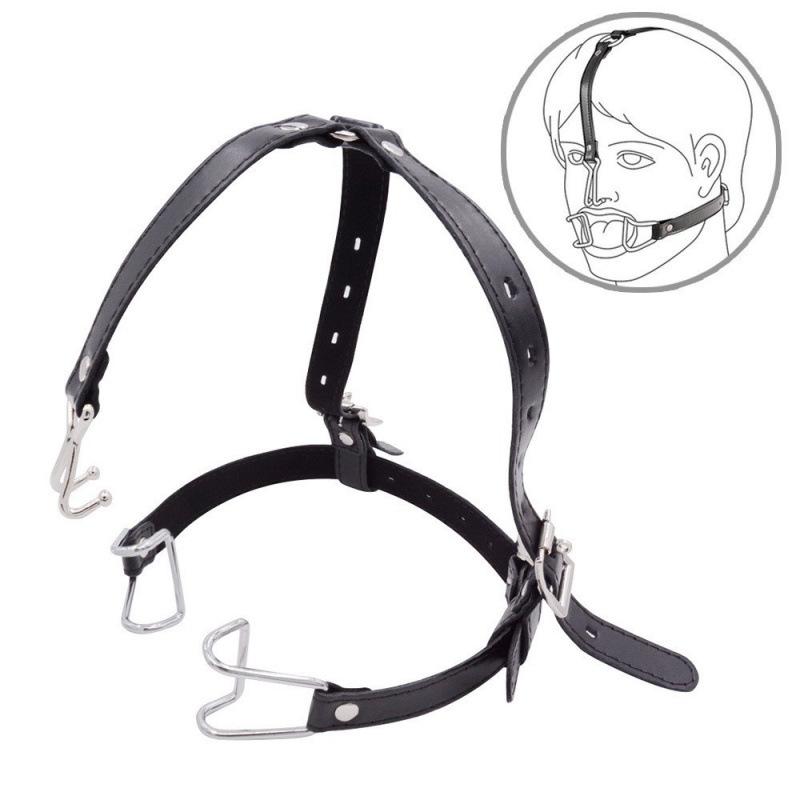 Nasenhaken Mundöffner Edelstahl PU BDSM Sexspiele sm Erotische Produkte Trainingsrequisiten Paardspiel