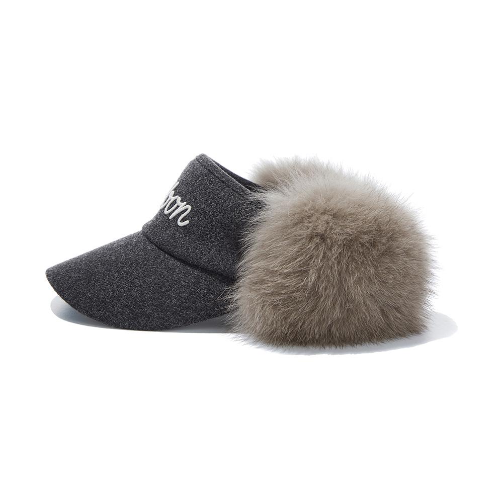 MALBON GOLF Detachable Fur Earmuff Visor Dark Melange Gray (Woman)