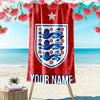 Personalisierter England Fußball Druck Strandtuch, Großes Weiches Schnelltrocknendes Handtuch für Strand Camping Schwimmen