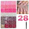 24/28 Grids Mixed Mini Christmas Gems Nail Charms Luxury Flatback Colorful Rhinestones  Nail Art