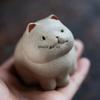 Creative Yixing Purple Clay Tea Pet Handmade Cute Lucky Cat Art Ornament Chinese Kung Fu Tea Set Gift