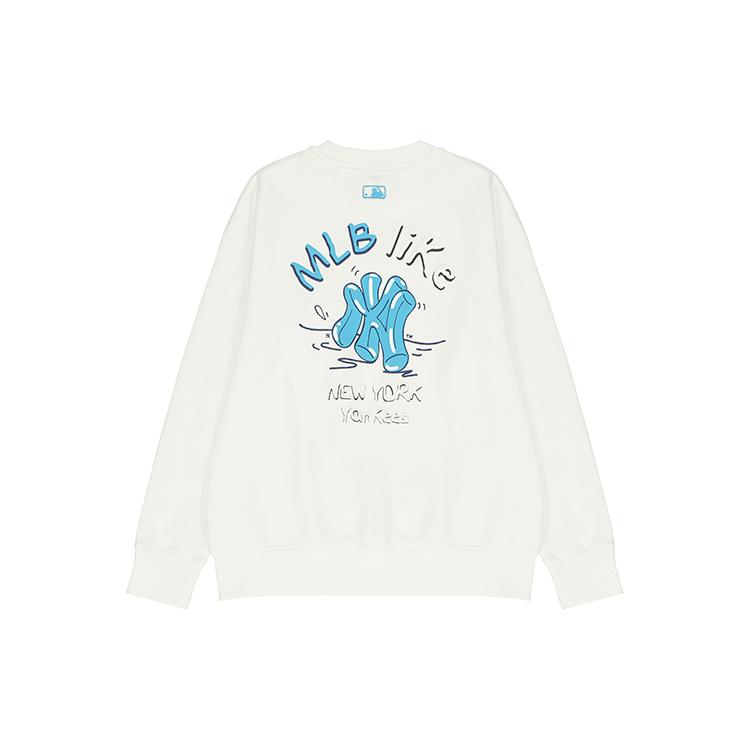 MLB New York Yankees Sweatshirts Unisex Ivory White Crew Neck Moderate Regular 3AMTL0221-50IVS S
