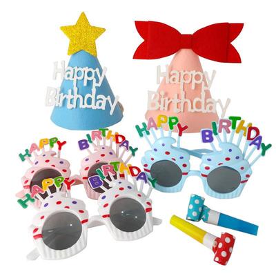 First Birthday Baby Party Hats & Glasses Set - Festive Cake Decoration & Theme Props