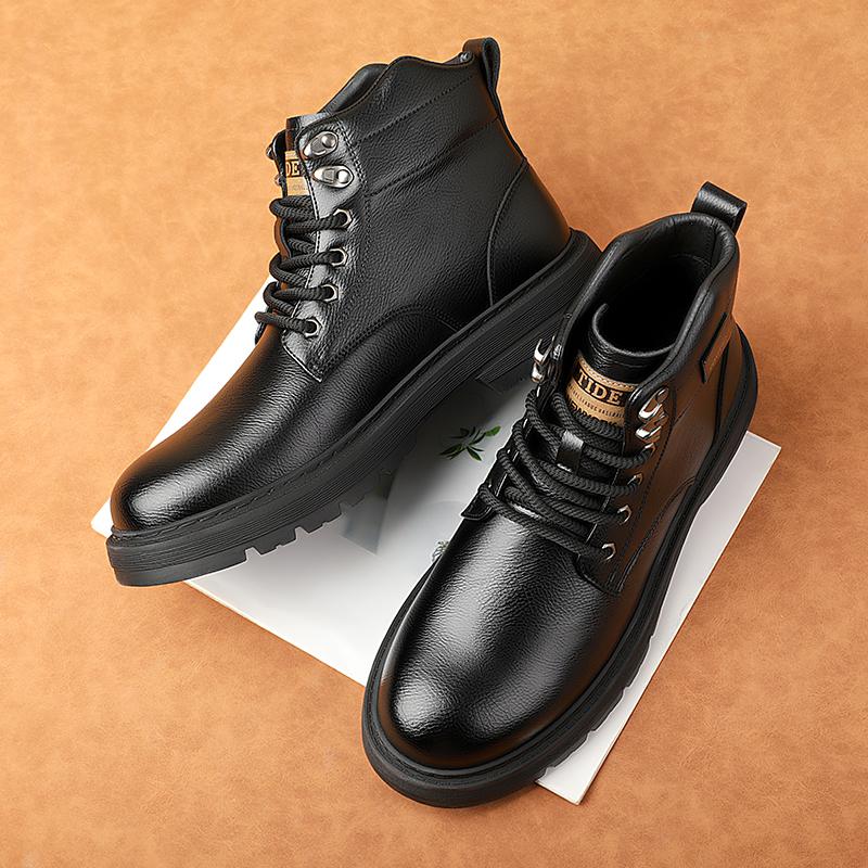 Men's Autumn and Winter Boots High Quality Retro Luxury Style Leisure Business Fashion Street Black Brown High Top Leather Shoes