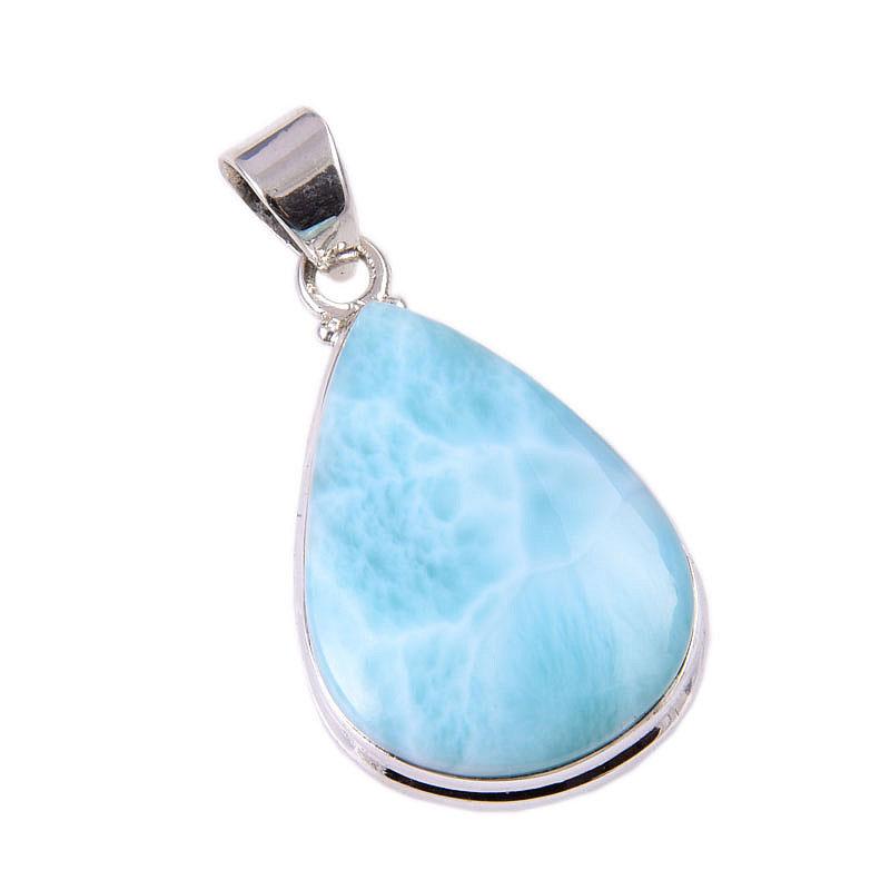 Natural Republic Larimar Gemstone 925 Solid Sterling Silver Pendant 1.75" N4V45