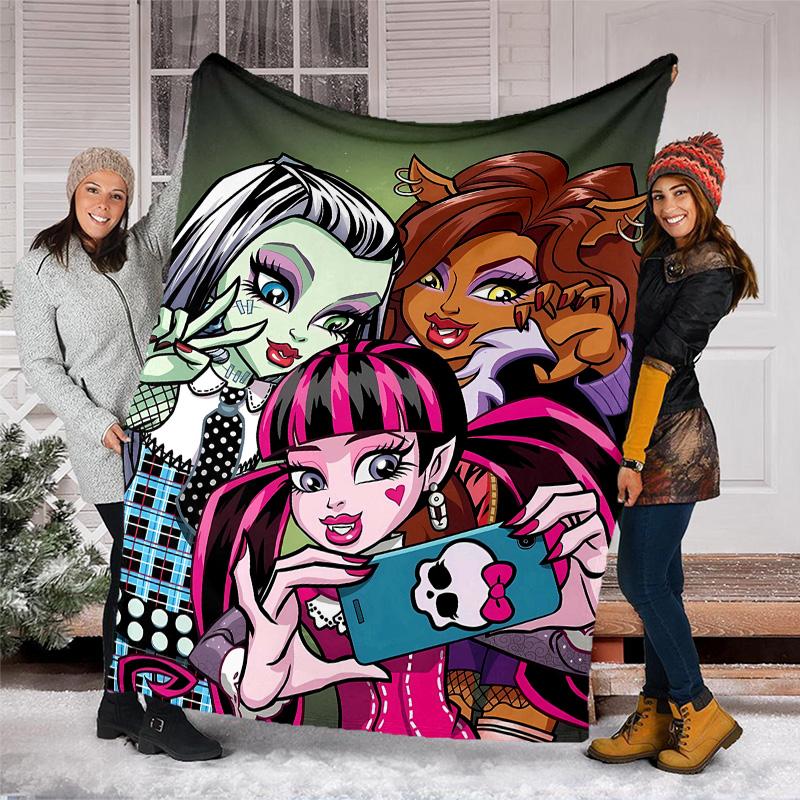1pc Monster High (4) Theme Blanket - Digital Print, Polyester, Cozy for All Seasons, Perfect for Outdoor, Camping, and Travel