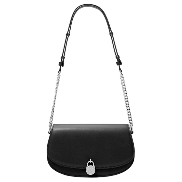 

Michael Kors MK Mila Solid Color Minimalist Silver Lock Decoration Faux Leather Saddle Bag Women Shoulder Bag Black 35T5SIMM8L-BLACK Basic Set (Bag+Dust Bag)