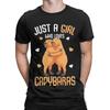 Just A Girl Who Loves Capybaras Men T Shirts Creative Tee Shirt Short Sleeve Crew Neck T-Shirts Pure Cotton Printing Clothes