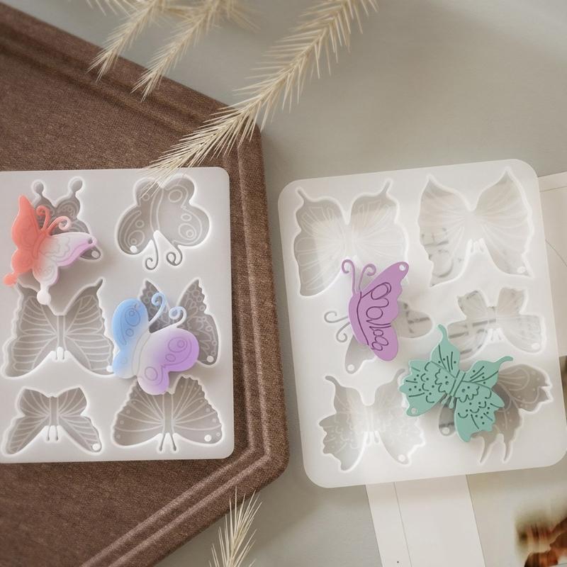 Flexible Pendant Mold Silicone Crafts Molds Butterfly Shaped Keychain Moulds Silicone Texture Gift for Hand Making Lover