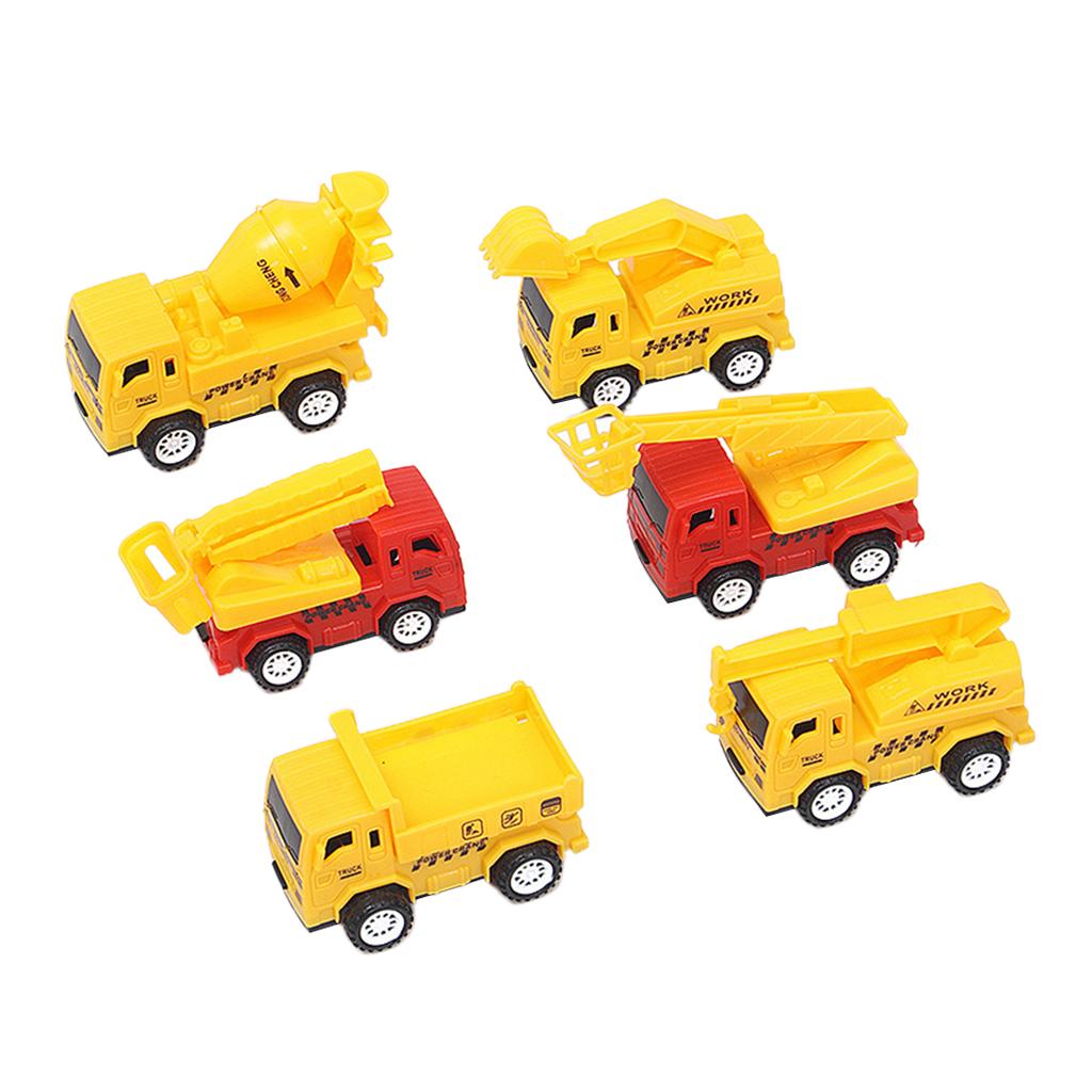 6pcs Assorted Construction Vehicle Cars Pull Back Mini Engineering Truck Toy
