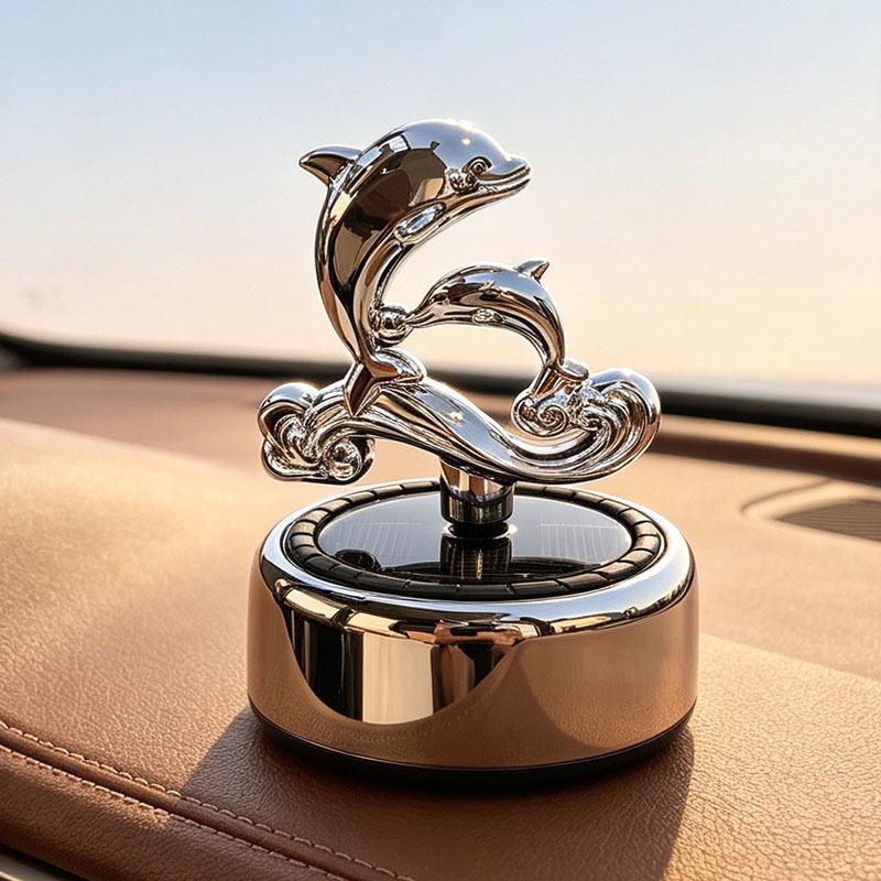 Dolphin Solar Car Air Freshener: Rotating Long-Lasting Perfume Ornament