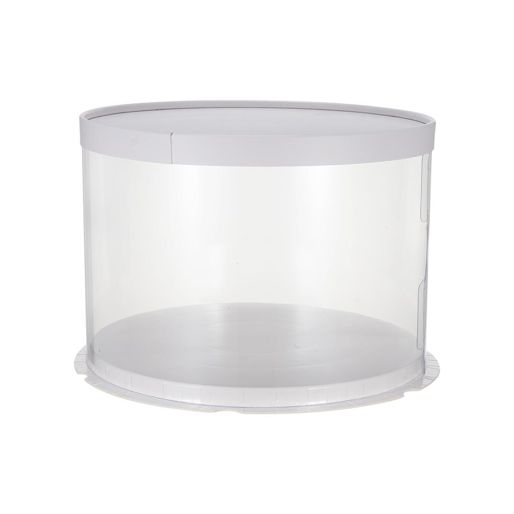 Plastic Transparent Cake Box Round Cake Packaging Boxes Organizer for Home Dessert Shop (White Sing
