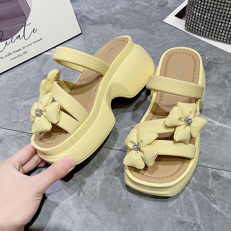 Fashion 7.5CM Designer Women Summer Chunky Sandals Platform Slippers High Heels Ladies Slides Beach Flip-Flop Woman Sandalias De Mujer
