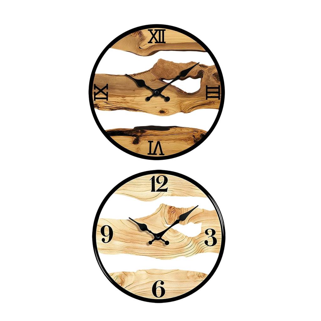 Wood Wall Clock Wall Decor Home Decoration Farmhouse Wood Grain Creative Quiet Decorative Clock for Kitchen Kids Room Bedroom
