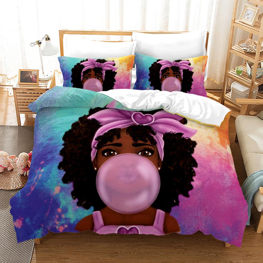 Bed Three-Piece Set 3D Three-Piece Set Size Girl Quilt Cover Printing