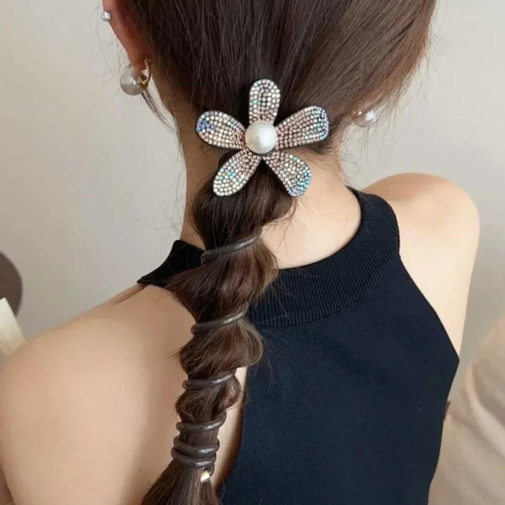 1PC Bowknot Braided Telephone Wire Hair Bands Ponytail Hair Rope Hair Weaving Artifact Elastic Band Hair Rope Hair Accessories