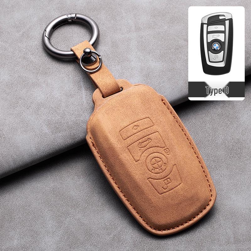 Compatible Leather Keychain Shell for BMW Series: Fits X1, X3, X5, 1 Series, 3 Series, 5 Series, 6 Series, 7 Series, NFC Card Snap