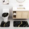 4Pcs Black Marble Shower Curtain Sets with Rugs Gold Bathroom Sets with Shower Curtain and Toilet Lid Cover Modern Bathroom Deco