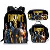 3 pièces Sac à dos d'activité Fortnite Anime Dessin animé Cartable Grande capacité Étudiant Sacs d'école Trousse à crayons Mignon et Charmant Sac à lunch Date de naissance Cadeau