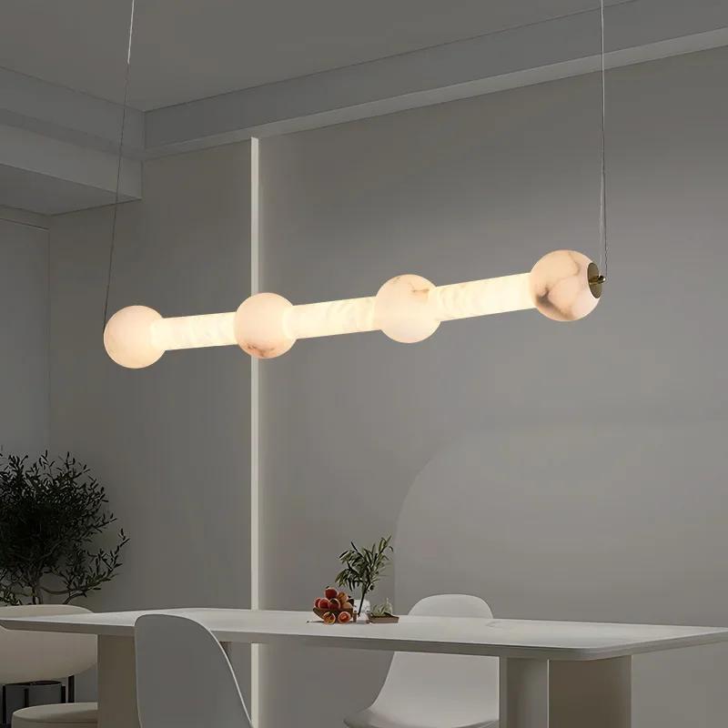Light Luxury Marble Restaurant Chandelier Modern Minimalist Tea Room Long off-Line Lamp Designer Advanced Balcony Light