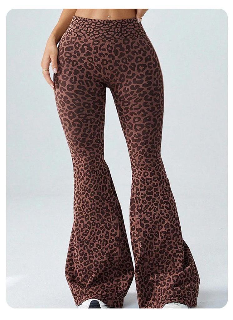 Women's Seamless Leopard Print High-Waist Wide-Leg Yoga Pants