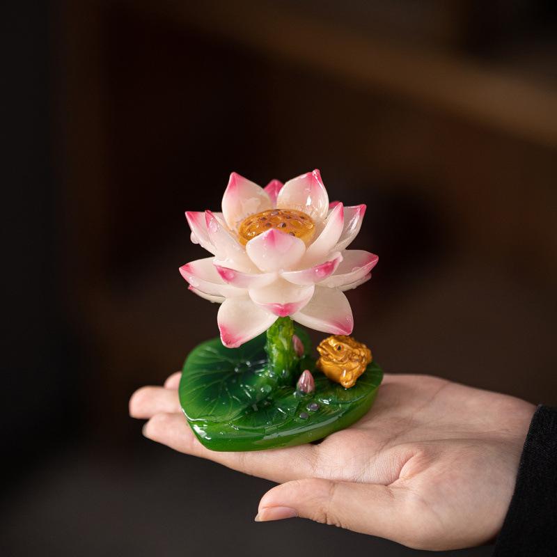 Color Changing Tea Pet Lotus Frog Figure Handmade Clay Ceramic Decor for Tea Table Office Desk Gift Zen Home Ornament