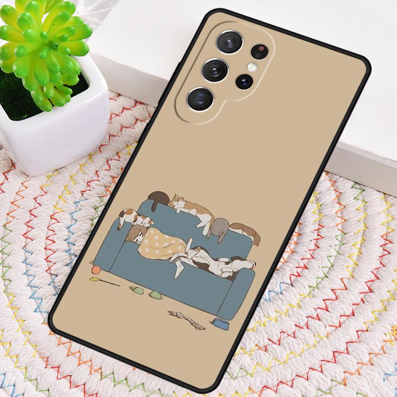 Süße Cartoon-Katze Handyhülle für Samsung Galaxy note 10 pro S26 Ultra S23 S24 FE S25 S21 S22 PLUS stoßfeste Abdeckung