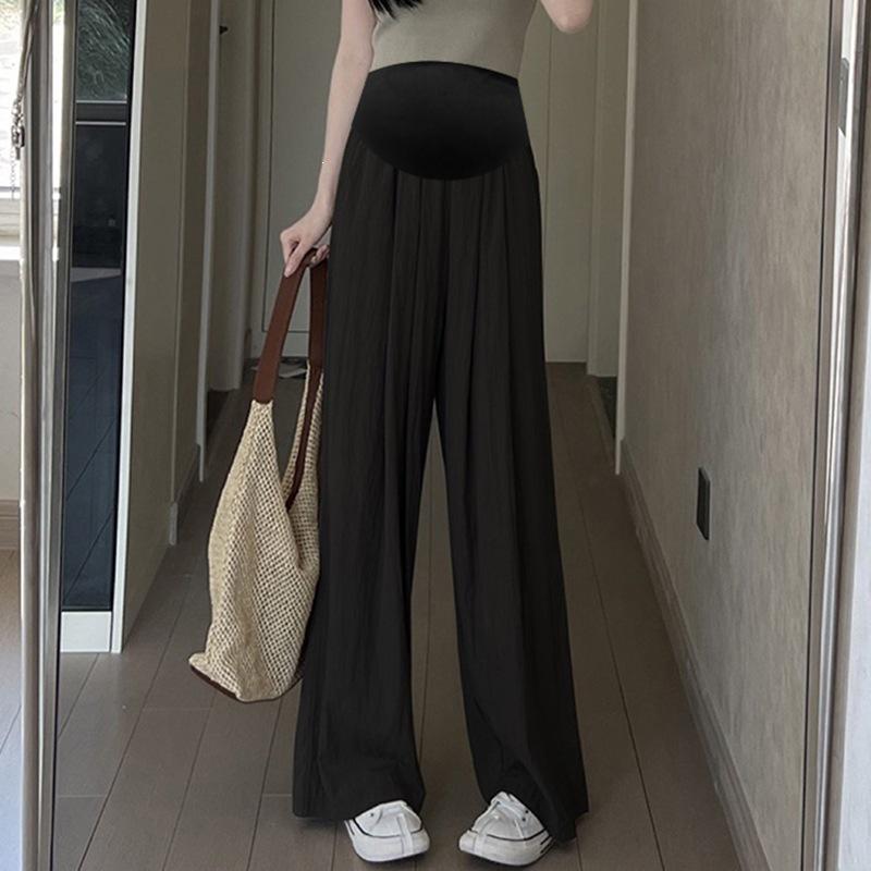 

New 2026 Wide-Leg Maternity Pants – Non-Constricting Belly Base Layer for Spring/Summer M чёрный