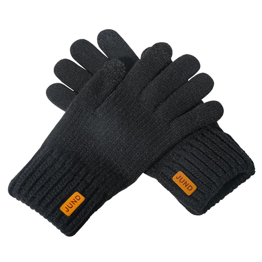 Knitted Wool Cold Proof Warm Gloves Men Thick Outdoor Riding Fleece Lined Touchscreen Winter Gloves with Touchscreen Feature