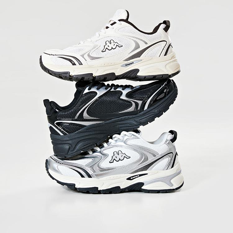 Kappa Fabric Synthetic Leather Reflective Deconstruction Trendy Comfortable Low-Top Dad Shoes Unisex Sneaker Moon-Gray K0DZ5MC39-133