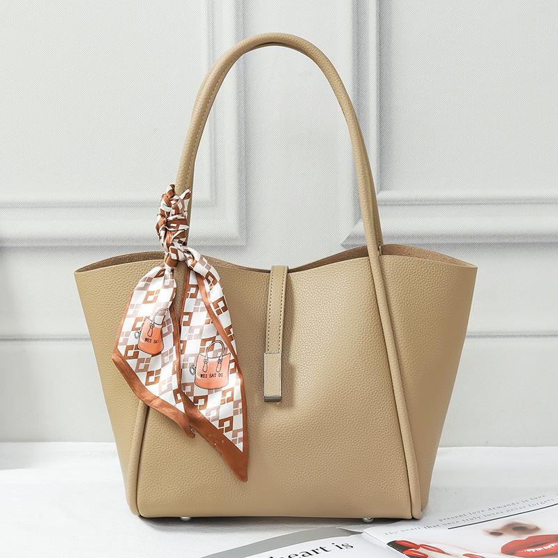 

Простая сумка для поездок на работу, новая женская сумка осень-зима, универсальная однотонная сумка-тоут с мягкой поверхностью, сумка на плечо с шелковым шарфом