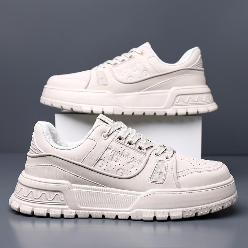 

Trendy men s board shoes 2025 spring and autumn new men s shoes soft sole versatile sports and leisure shoes heightened platform white shoes 45 абрикосовый
