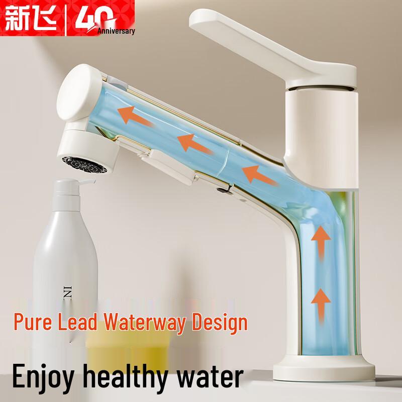 Xinfei Pull-Out Basin Faucet with Hot & Cold Water