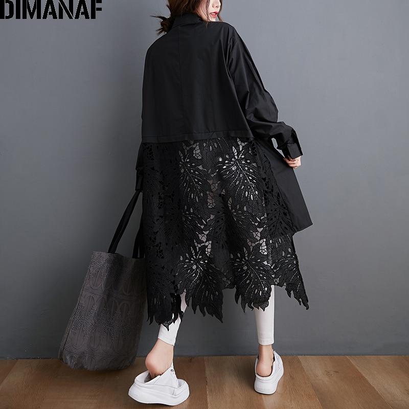 DIMANAF Plus Size Blouse Shirts Women Clothing Fashion Lace Floral Elegant Lady Tops Casual Loose Long Sleeve Button Cardigan