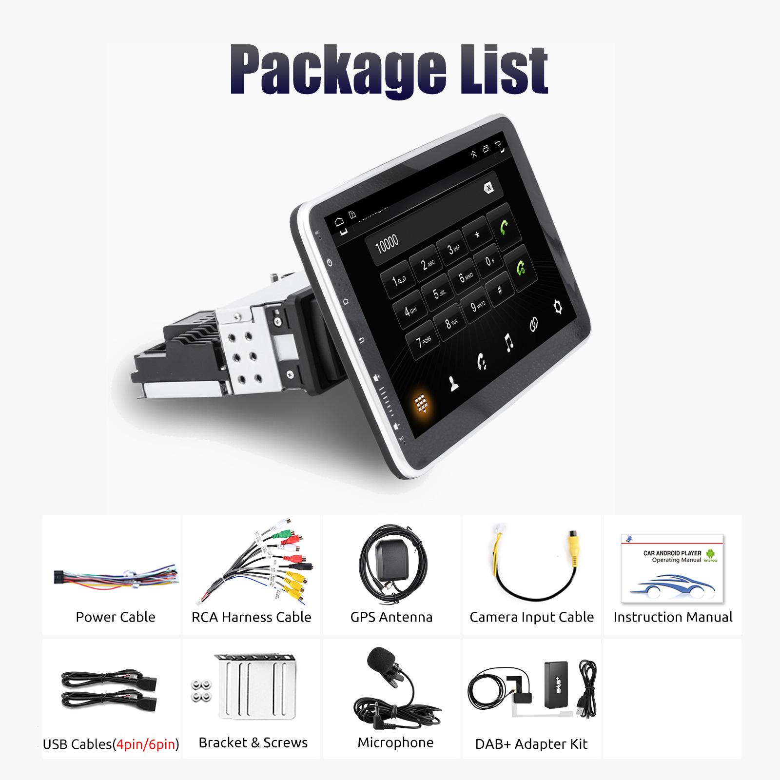 

Android 14 10,1-дюймовый универсальный одинарный вращающийся автомобильный радиоприемник Auto Carplay мультимедийный плеер GPS Navi автомобильная стереосистема