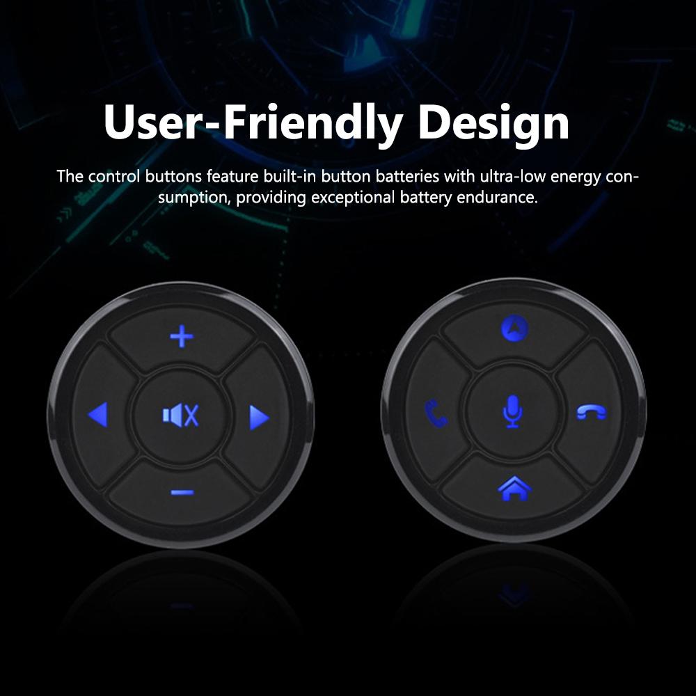 Car Multifunctional Steering Wheel Controller Wireless Steering Wheel Control Remote Button with 2 Round Controller